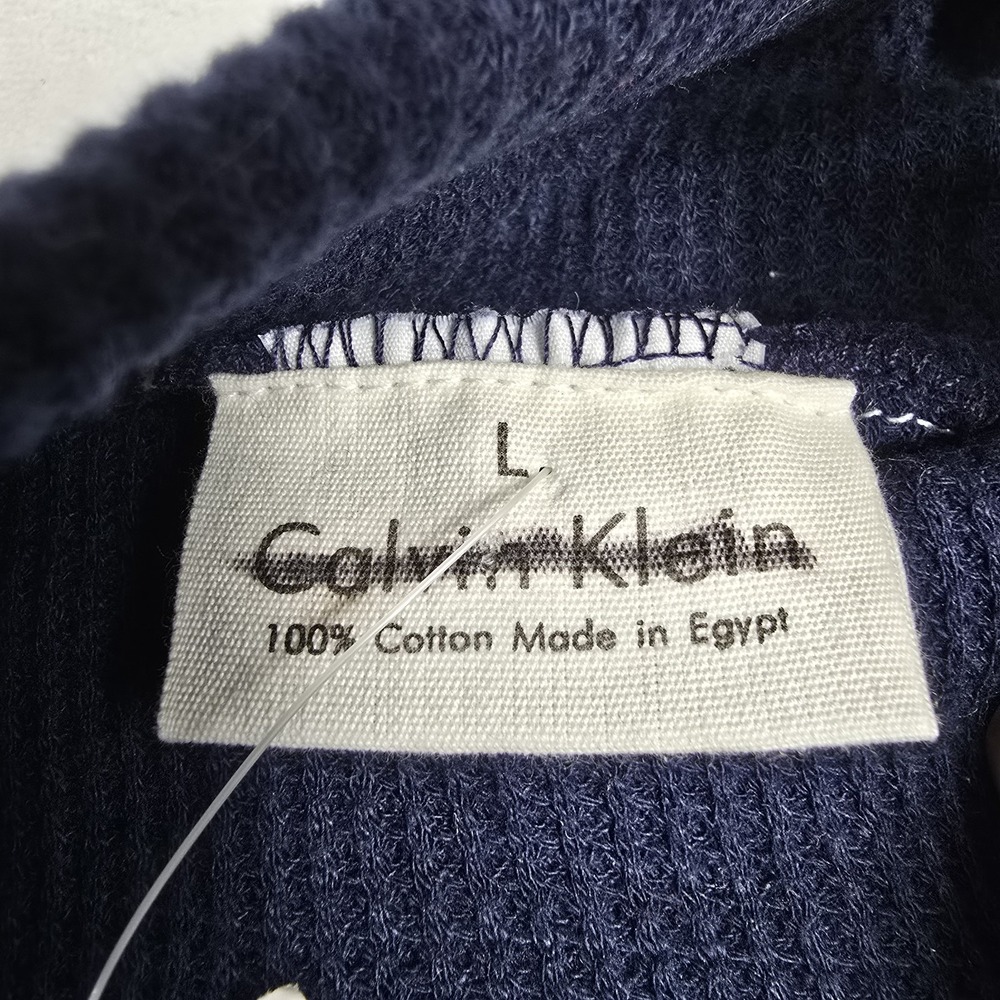 Calvin Klein Waffle Knit Thermal Egyptian Cotton Mens Large Navy Blue Base Layer - Picture 5 of 6